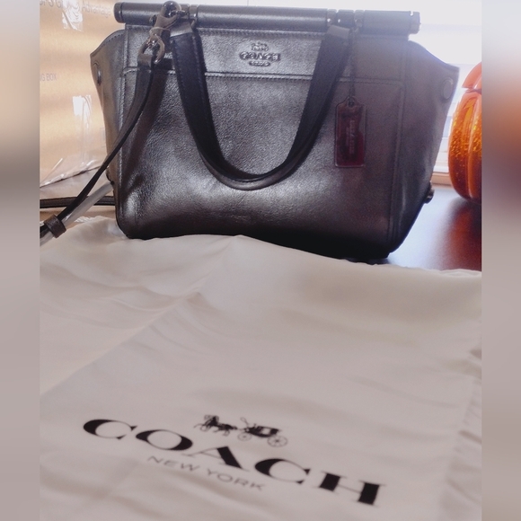 Coach Grace 20 Metallic Gray Leather Crossbody Handbag - Picture 16 of 16